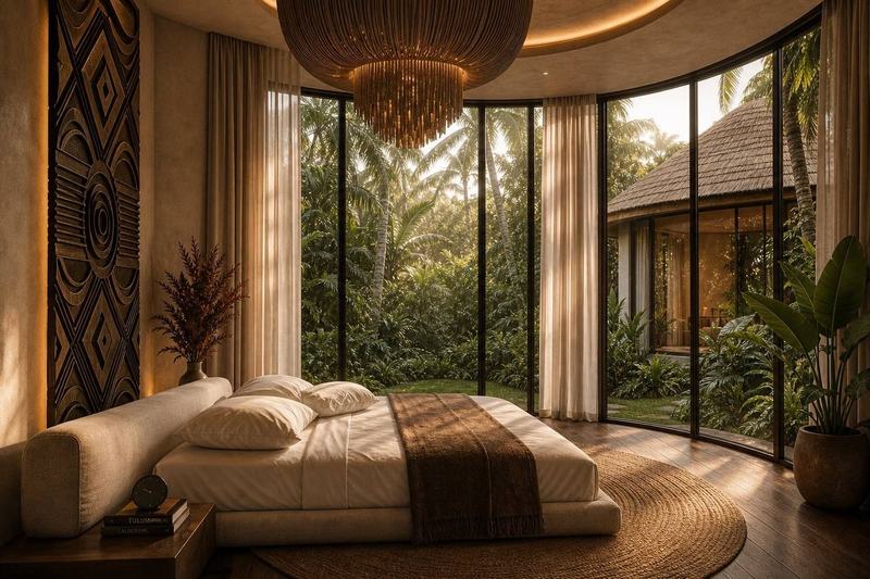 Re-Imagined Mini Villa: render of the bedroom looking onto the garden