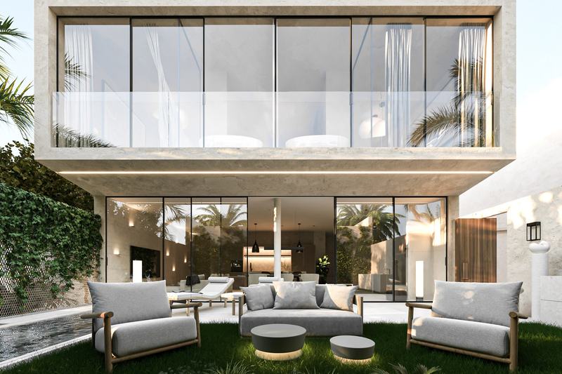 Rise Villas Unit #4: front of the villa and lawn lounge