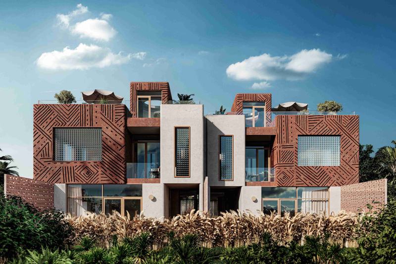 Savanna Villas: villa facade with patterned brickwork