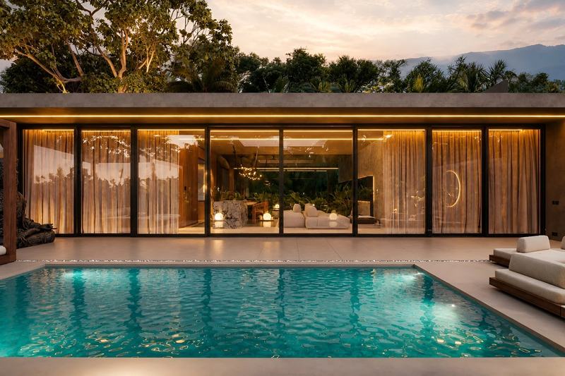 SECRET by INSHI 2BR villa: pool and a glass-walled living room
