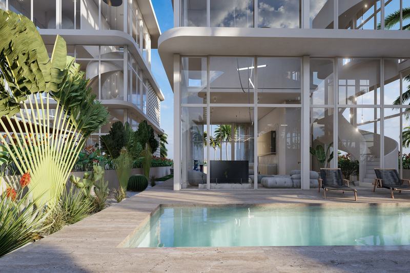 Seseh Ocean Breeze: المسبح من الحديقة