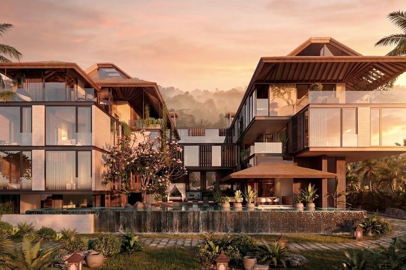 SOLAN by Rait Living Spaces: residence facade in the evening, render