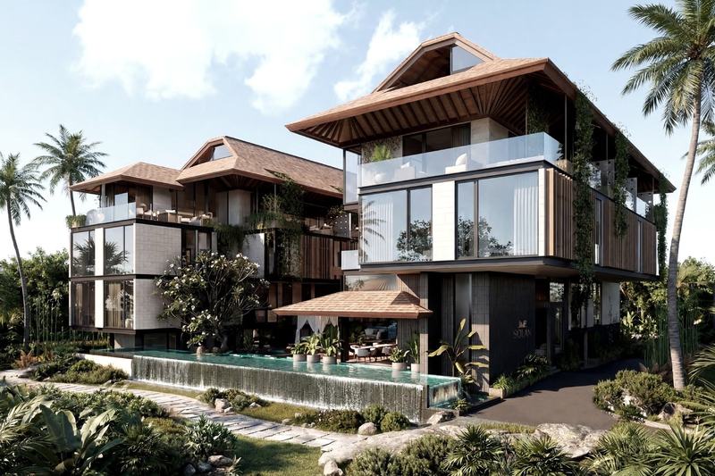 SOLAN by Rait Living Spaces: building among palm trees, render