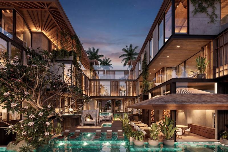 SOLAN by Rait Living Spaces: inner courtyard with the pool, render