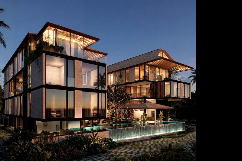 SOLAN by Rait Living Spaces: terraced building at dusk, render