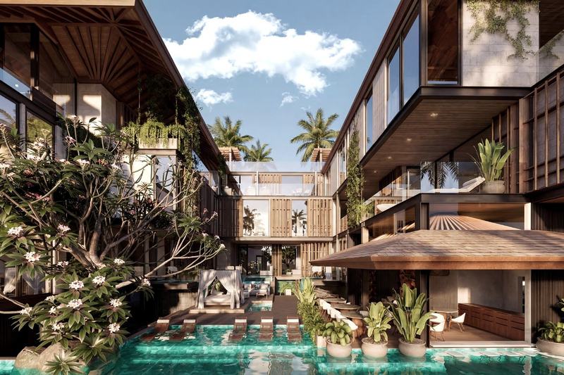 SOLAN by Rait Living Spaces: courtyard pool by day, render
