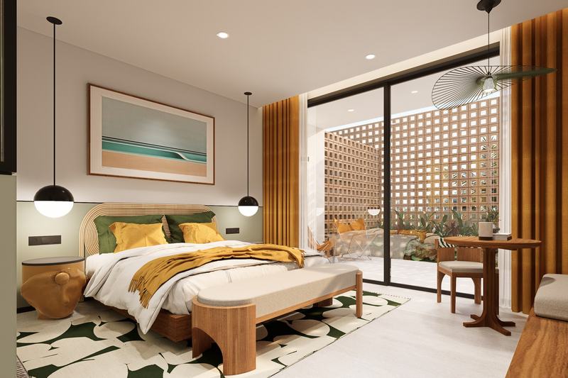 SOMOSHOTELS: bedroom with doors to the terrace