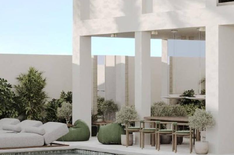 Sunny Muse: courtyard pool and lounge area, developer render
