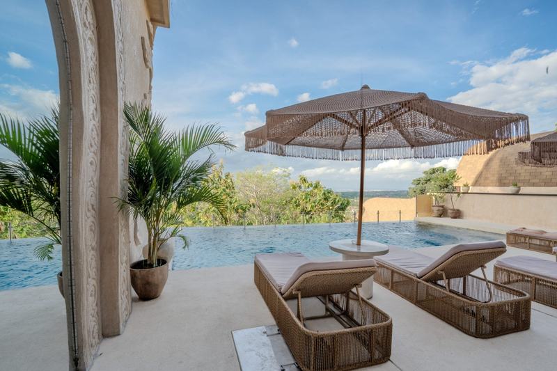 Sunny Samudra: infinity pool and terrace facing the hills, developer photo