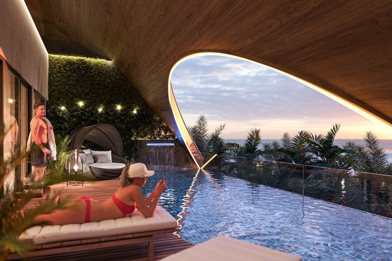 TAO Club House 28 m² studio: rooftop pool facing the ocean