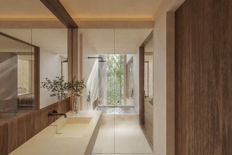 The Ease Canggu: bathroom opening onto an inner courtyard