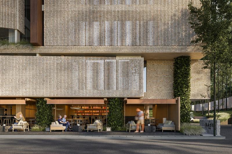 The Ease Canggu: apartment facade with an open walkway