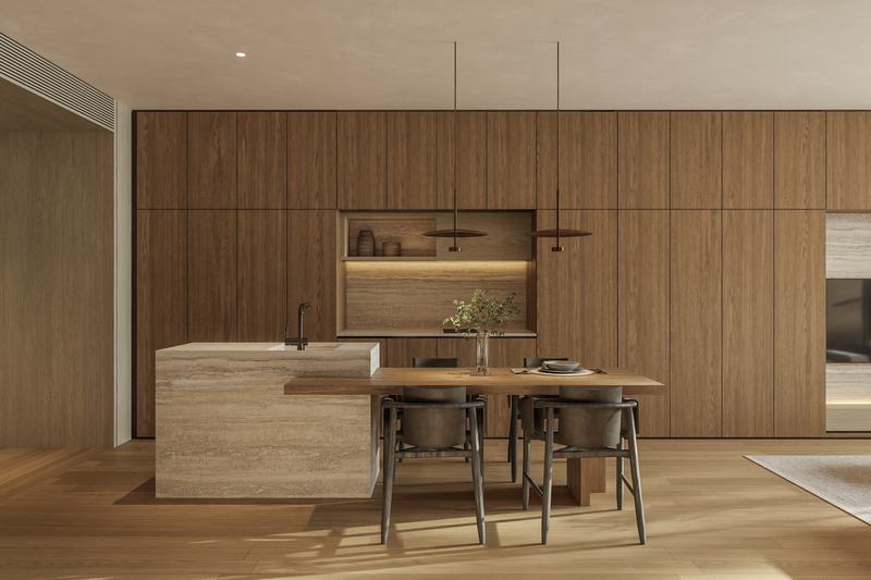 The Ease Canggu: kitchen and dining area in a 2BR apartment