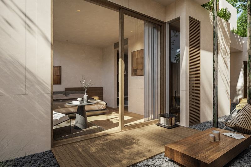 The Ease Canggu: living room opening onto the terrace