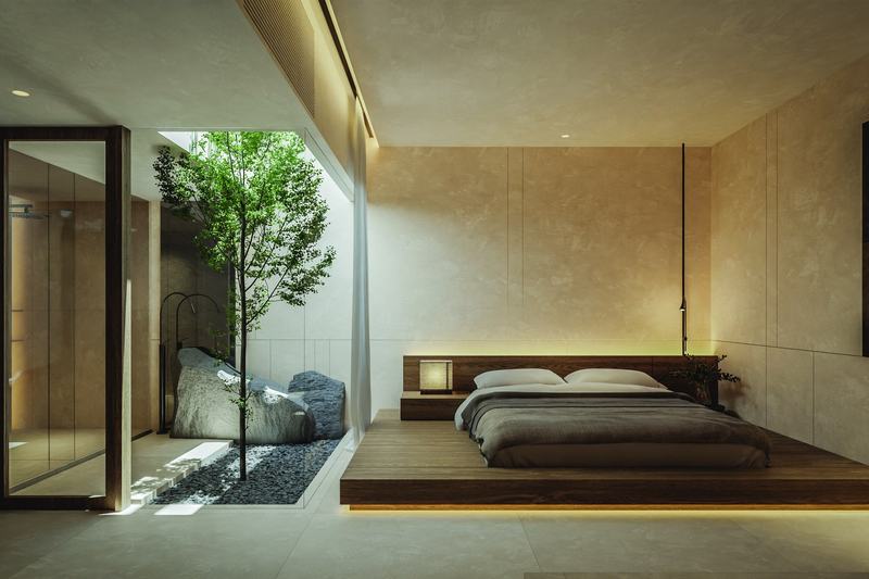 The Ease Canggu: bedroom with an inner courtyard