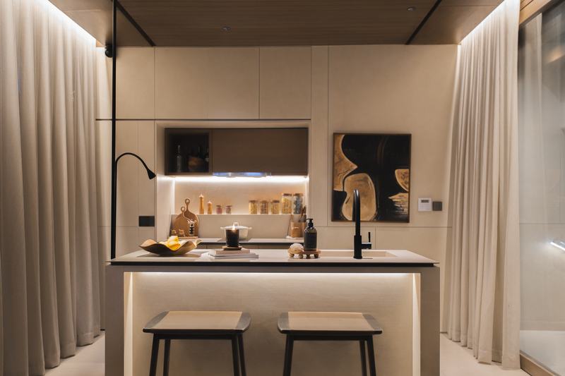 The Ease Canggu: kitchen with an island