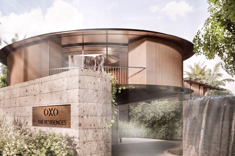 The Residences: round clubhouse and entrance, render
