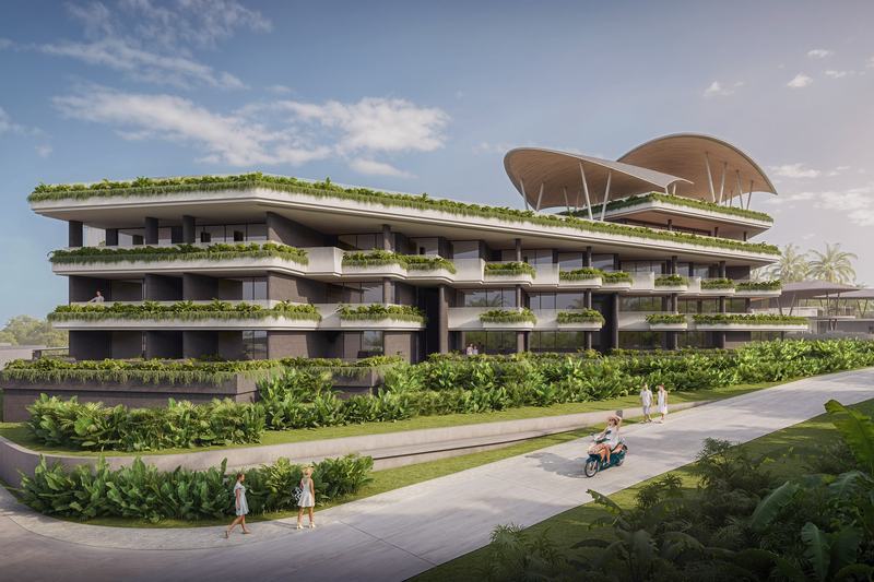 The Sense: facade with planted terraces along each floor