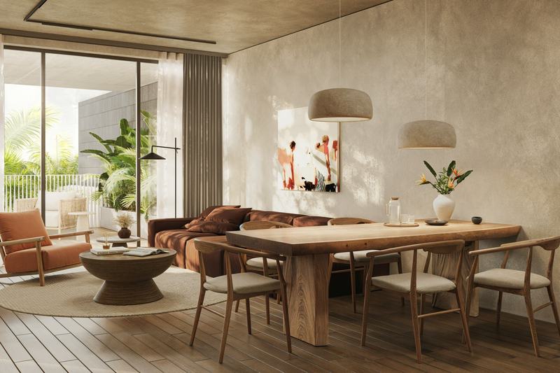 The Sense: living and dining room in a suite