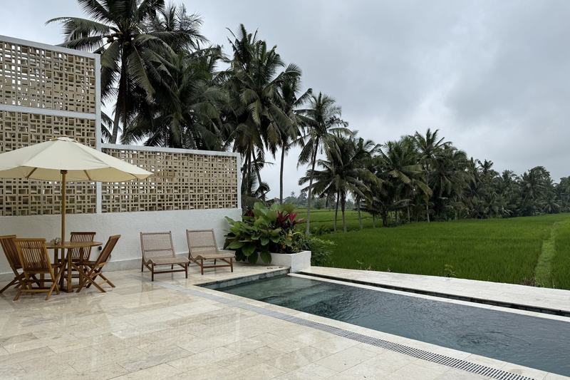 Two-bedroom villa in Ubud: pool facing the rice fields