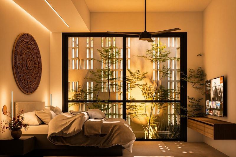 Two-bedroom villa in south Ubud: render of the main bedroom