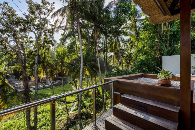 Four-bedroom villa in Sayan, Ubud: terrace facing the jungle