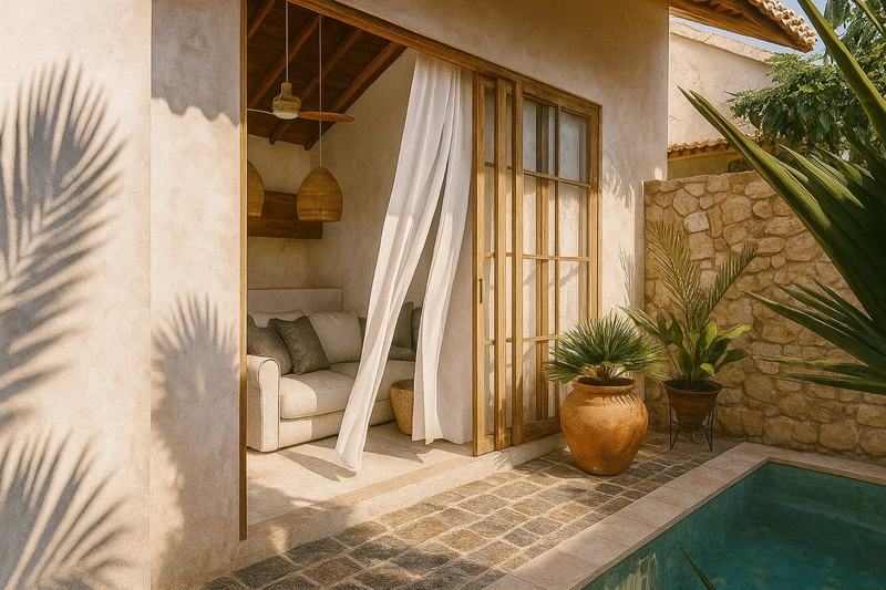 One-bedroom villa in east Uluwatu: plunge pool in the entry courtyard