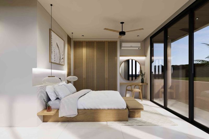 Two-bedroom villa at Nunggalan, render: bedroom