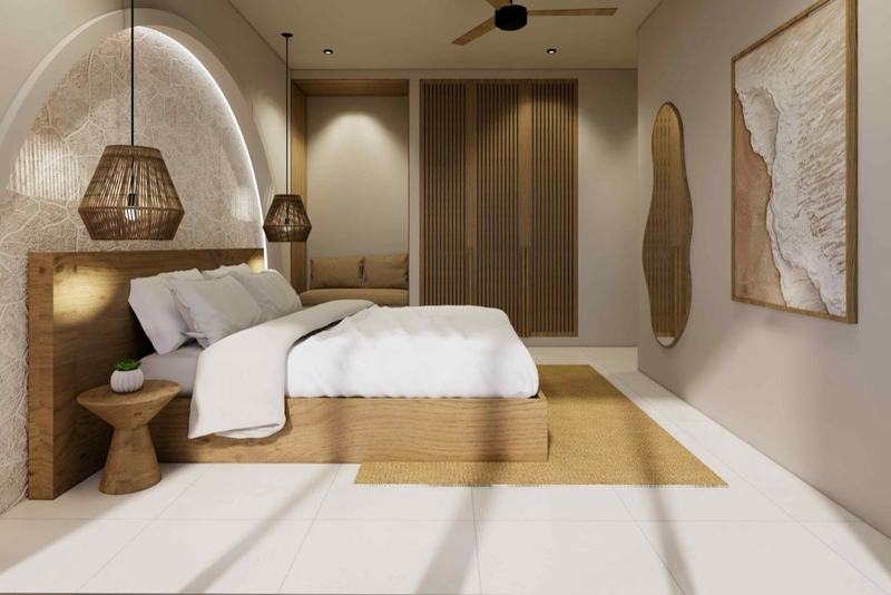 Two-bedroom villa at Nunggalan, render: second bedroom
