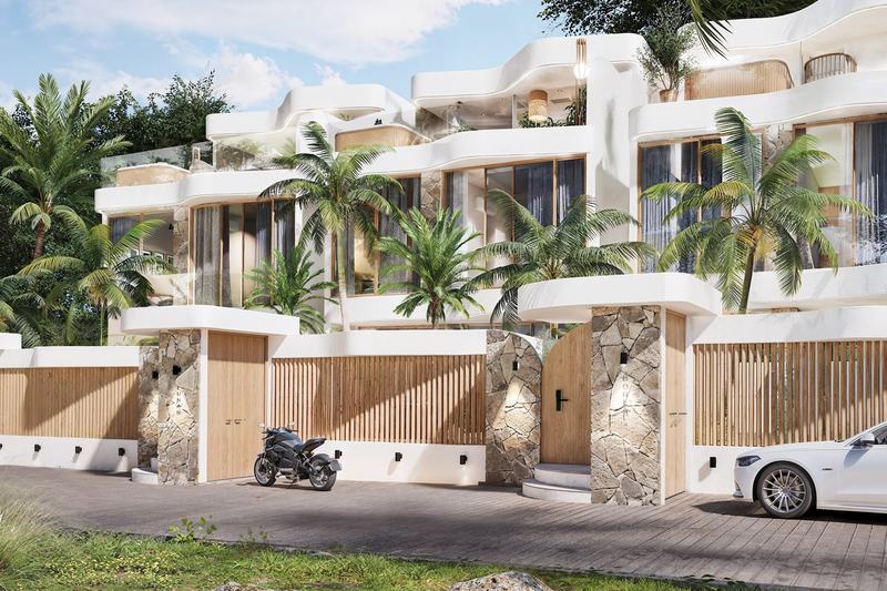 Two-bedroom villa at Nyang Nyang, Uluwatu, render: street facade