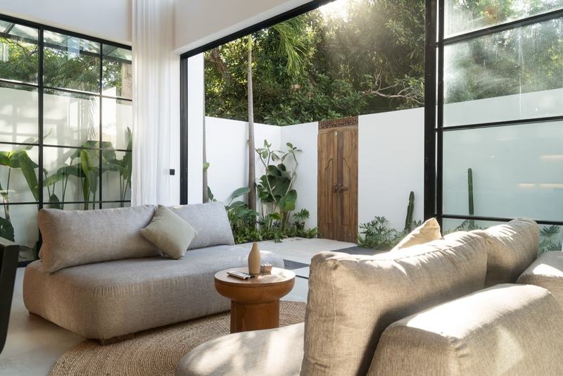 Two-bedroom villa near Nyang Nyang Beach: living room opening to the garden