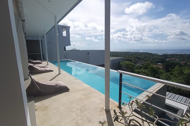 Four-bedroom villa in Padang Padang: terrace pool with an ocean view