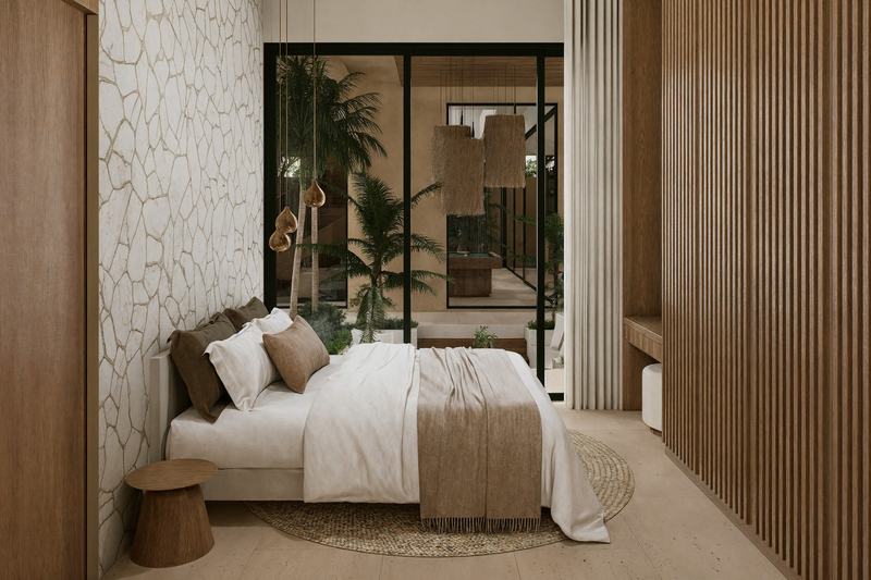 Six-bedroom clifftop villa in Uluwatu: guest bedroom (render)