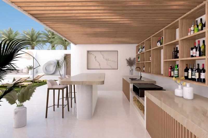 Uluwatu Art Villas: outdoor bar and kitchen by the pool