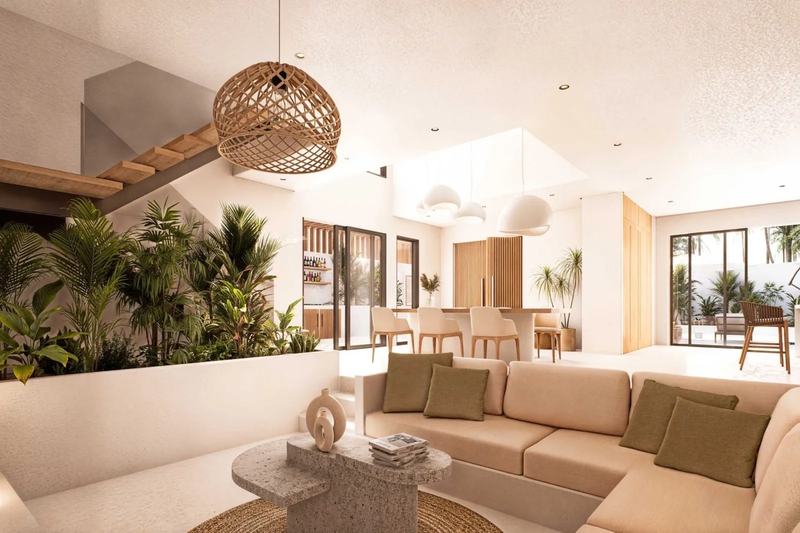Uluwatu Art Villas: living room in a 2BR villa