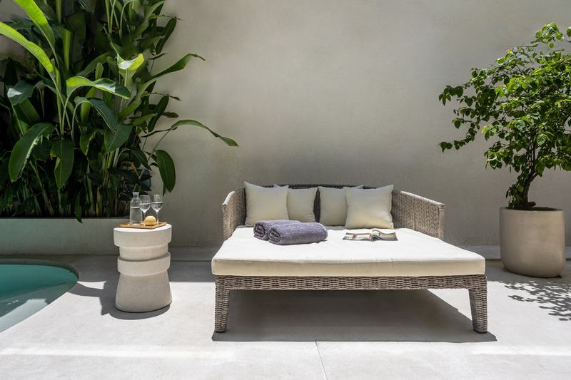 Three-bedroom villa in Umalas: sun lounger by the pool