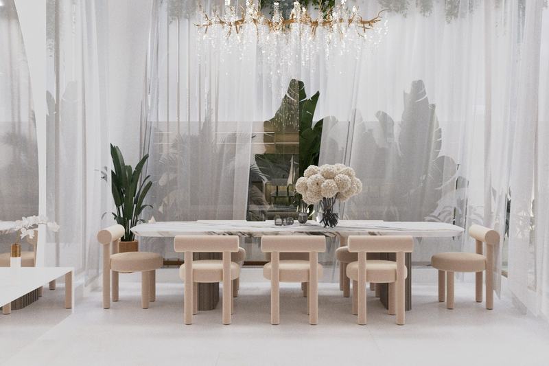 Umalas villa render: dining area