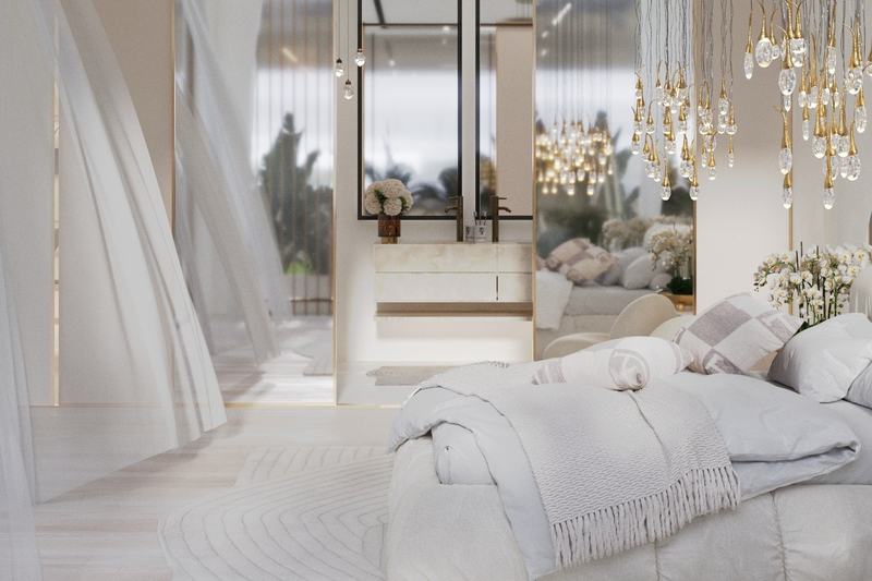 Umalas villa render: bedroom with bathroom