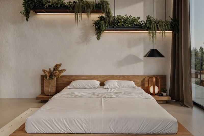 Ungasan Melasti Villa II: dormitorio con la cama sobre una tarima