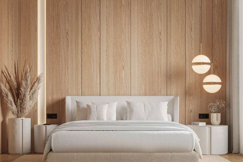White Palm 2BR villa: render of a bedroom with a king-size bed