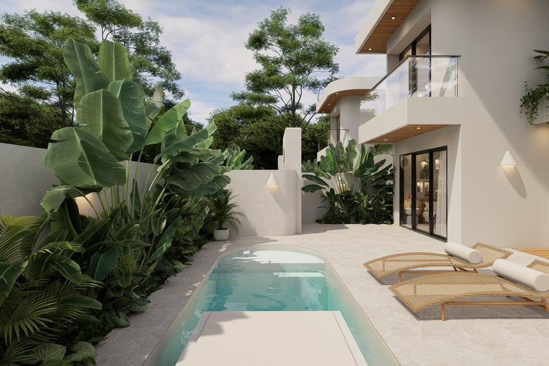 White Sand Villas: loungers beside the villa pool