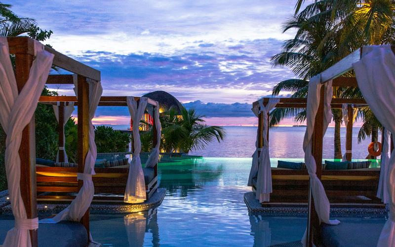 Villa with a pool at sunset, Bali