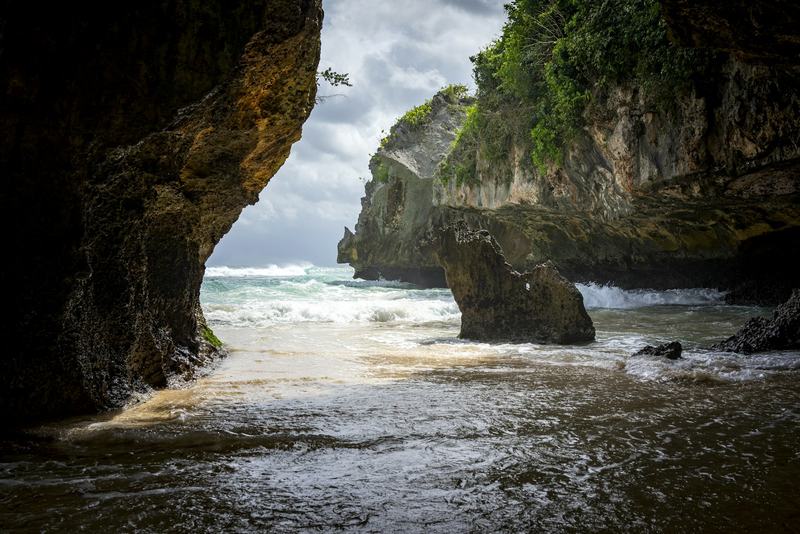 Cliffs and a sea cave in south Bali