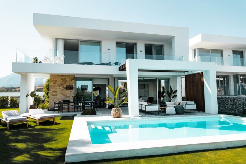 Modern pool villa on the Bali coast