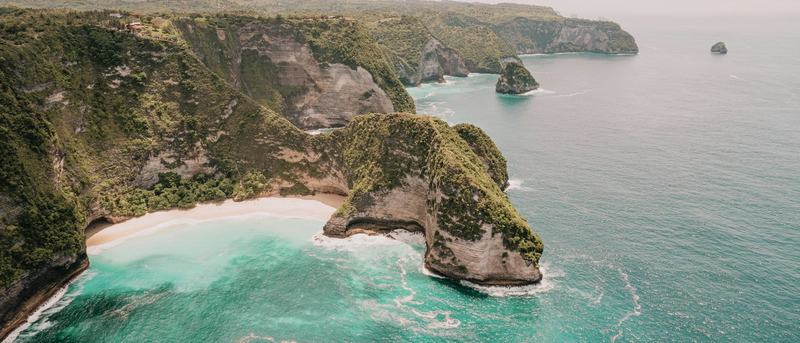 Ocean and rice terraces on Bali's west coast