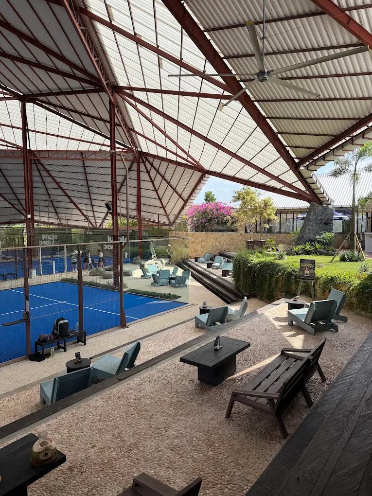 Courtside lounge at a Jungle Padel club