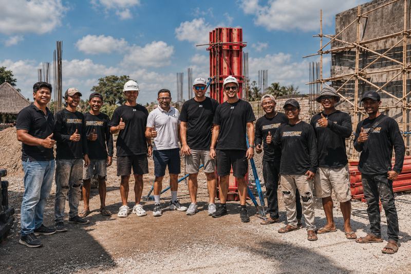 The Rise Real Bali team on a construction site